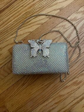 Crystal Butterfly Evening Clutch - gold